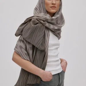 Merete - Ombre ikat large scarf I Asphalt combo