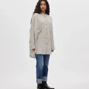 Sonja - Cotton double oversized shirt I Cement
