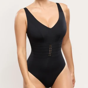 Mood V-shaped Neckline Swimsuit - Black