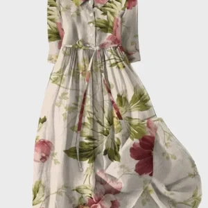 Elegant lång blommig klänning