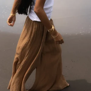 Karam - Crinkled wide leg pants I Walnut