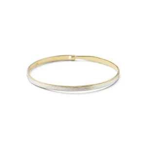 Slim hammered bracelet - Rabens Momento I Silver with Gold