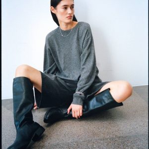 Dalani - Woolcash boxy sweater I Dark grey melange
