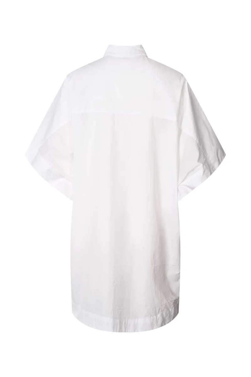 Berta - Poplin curved hem shirt dress I White - Bild 3