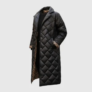 Ofira – diamantkviltad kappa med leopardfoder